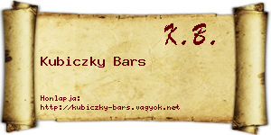 Kubiczky Bars névjegykártya